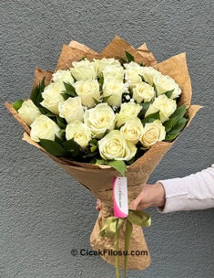 21 Beyaz Gül Buketi 